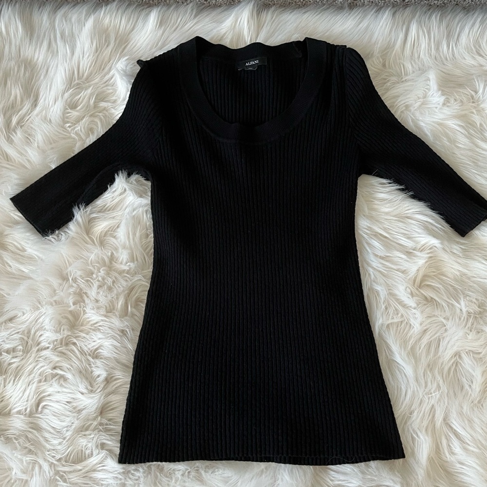 Alfani elbow sleeve ribbed top